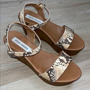 Steve Madden Snakeskin Wood Platform Wedges